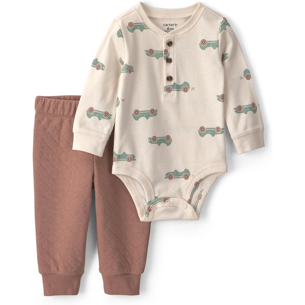 image:imageCarters Baby Boys 2piece Bodysuit Pant SetBrown Transportation