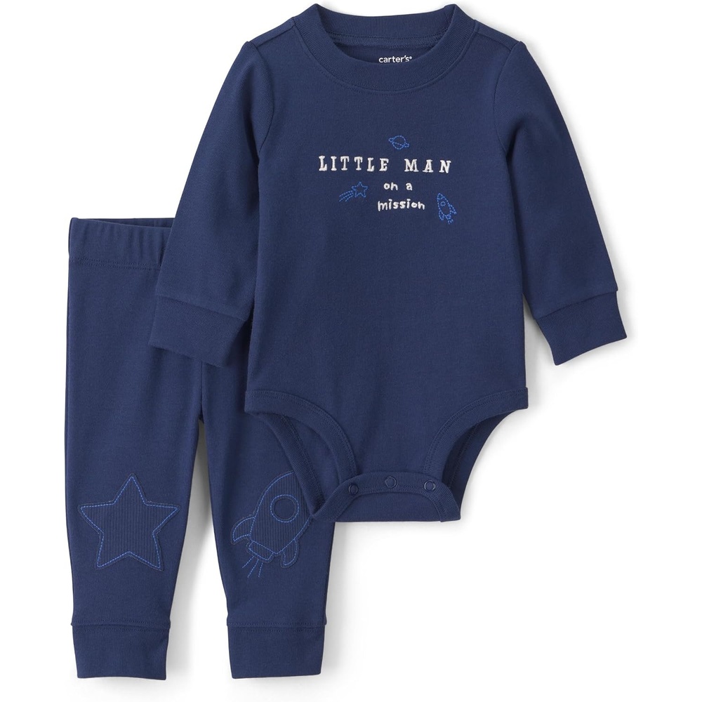 image:imageCarters Baby Boys 2piece Bodysuit Pant SetNavy Blue Space