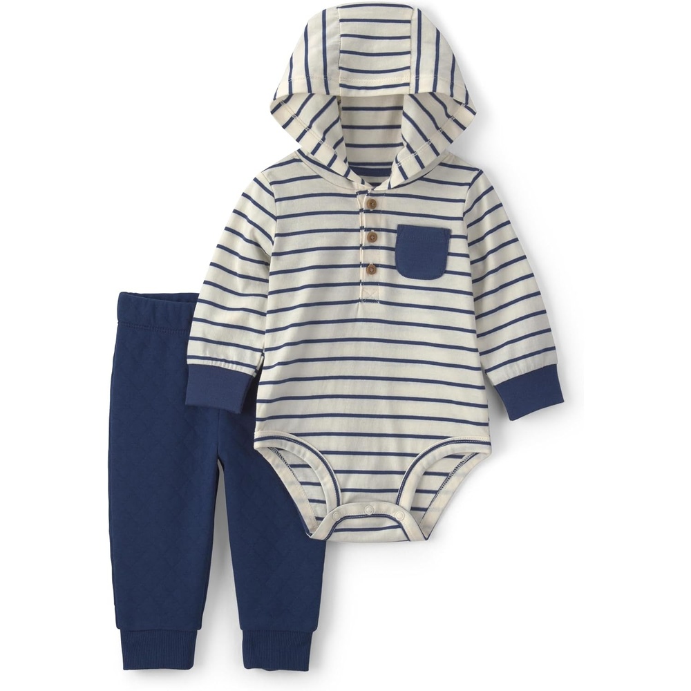 image:imageCarters Baby Boys 2piece Bodysuit Pant SetNavy Blue Stripe