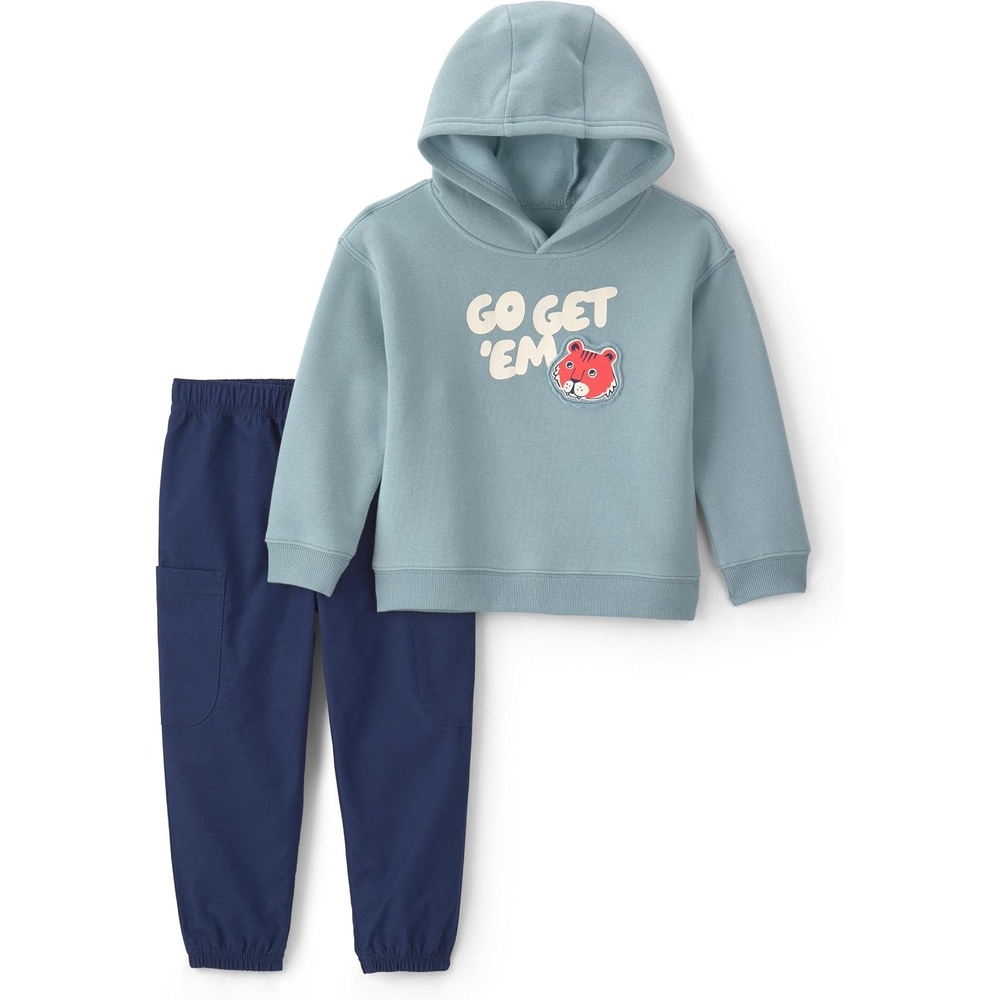 image:imageCarters Baby Boys 2piece Pant Set Navy Blue Grey Little Champ PrintBlue Go Get Em Print