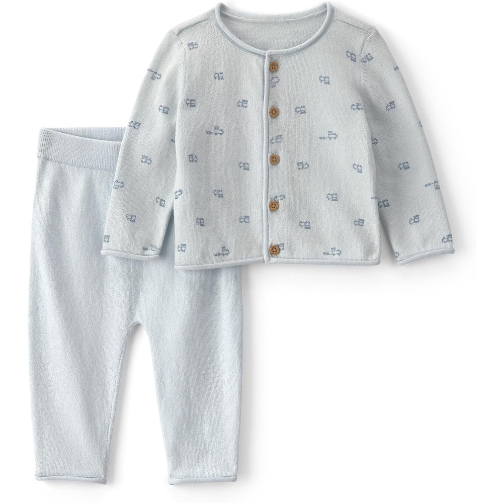 image:imageCarters Baby Boys 2piece Pant Set Navy Blue Grey Little Champ PrintBlue Train Print