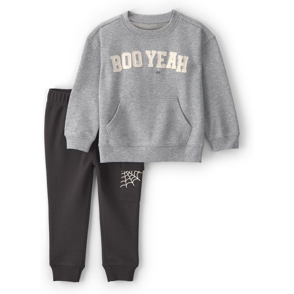 image:imageCarters Baby Boys 2piece Pant Set Navy Blue Grey Little Champ PrintGrey Black Halloween