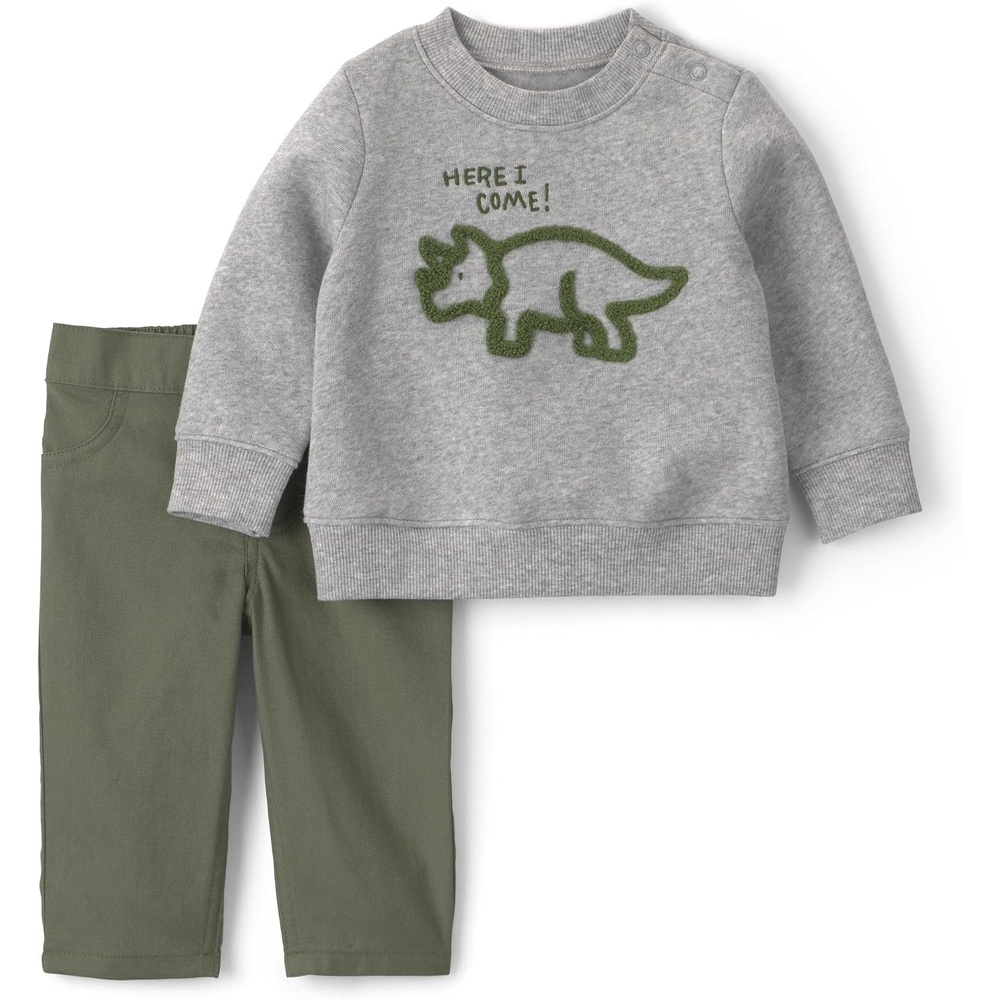image:imageCarters Baby Boys 2piece Pant Set Navy Blue Grey Little Champ PrintGrey Here I Come Print