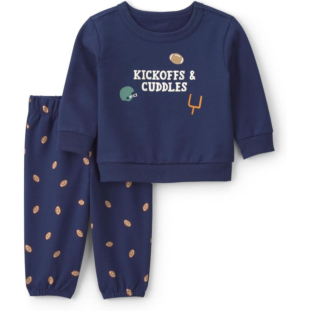 image:imageCarters Baby Boys 2piece Pant Set Navy Blue Grey Little Champ PrintNavy Blue Football