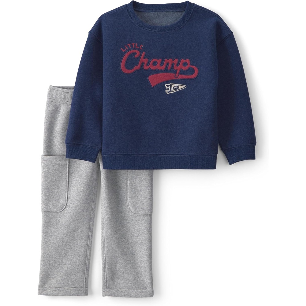 image:imageCarters Baby Boys 2piece Pant Set Navy Blue Grey Little Champ PrintNavy Blue Grey Little Champ Print