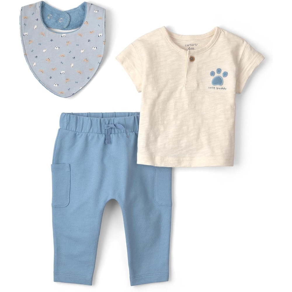 image:imageCarters Baby Boys 3piece Pant SetBlueWhite Dog