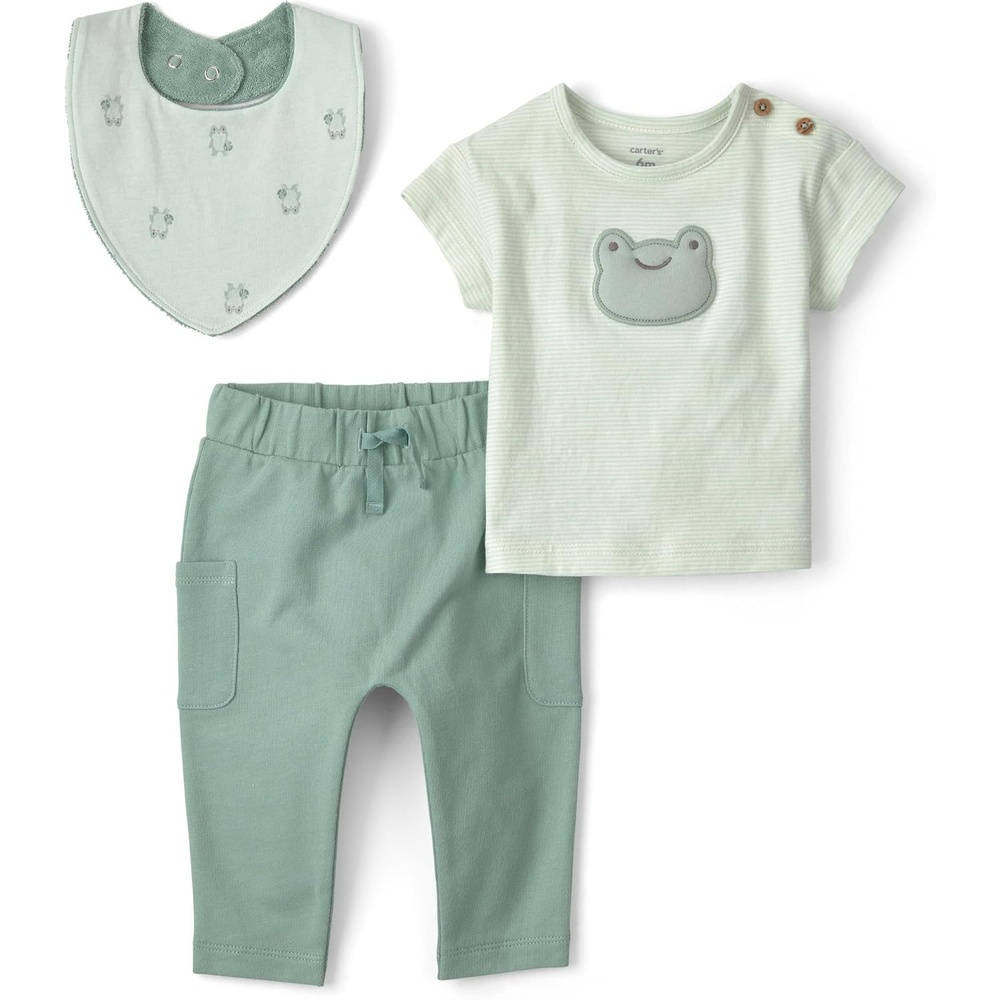 image:imageCarters Baby Boys 3piece Pant SetGreen Frog