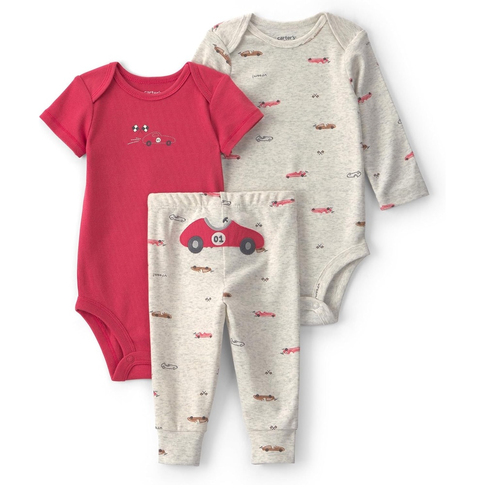 image:imageCarters Baby Boys 3piece Pant SetGreyRed