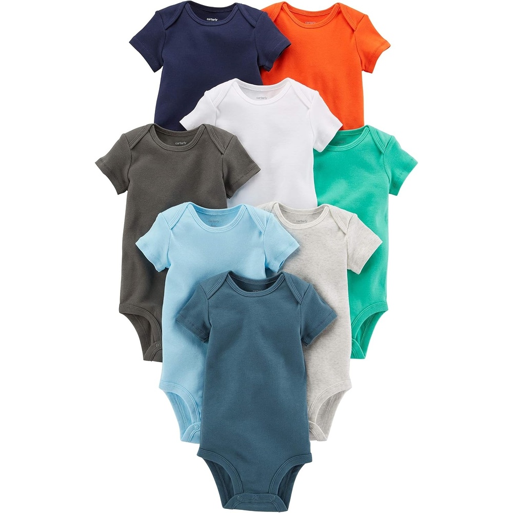 image:imageCarters Baby Boys 8pack Shortsleeve BodysuitsAssorted Pack