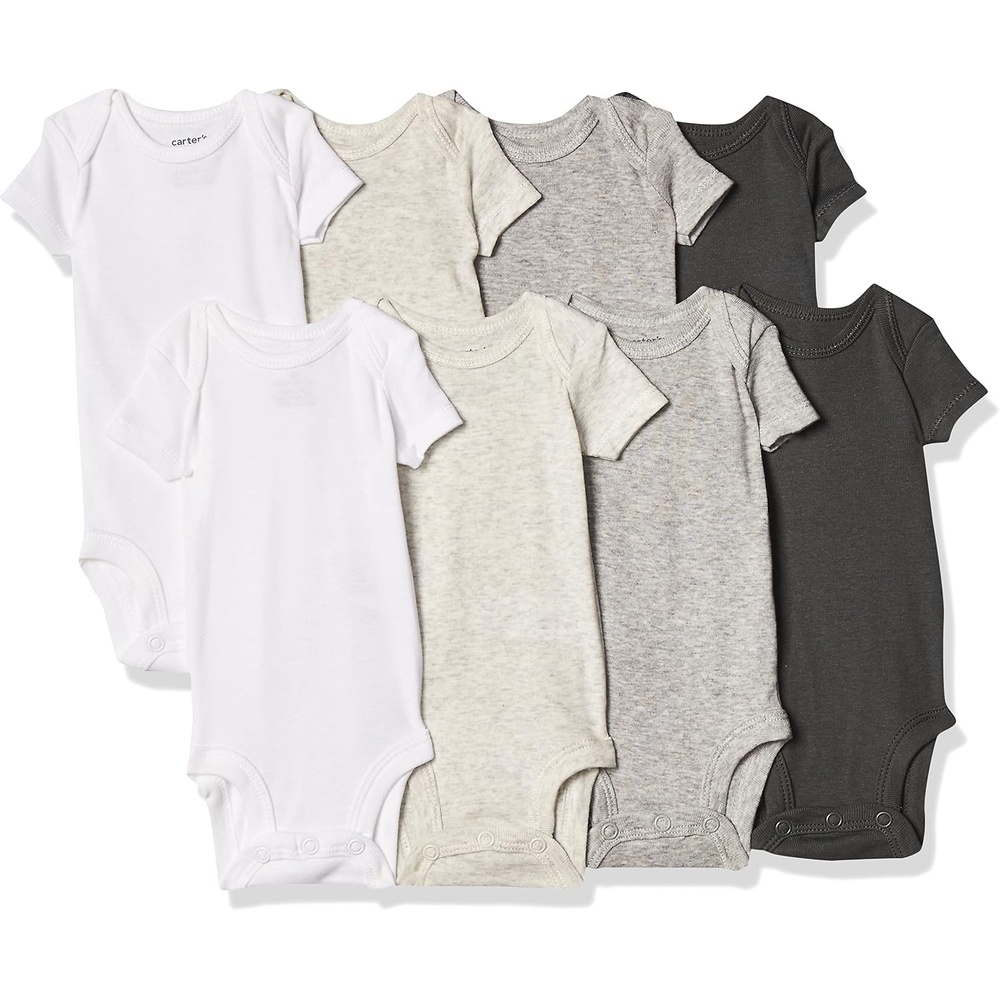 image:imageCarters Baby Boys 8pack Shortsleeve BodysuitsMulti Oatmeal