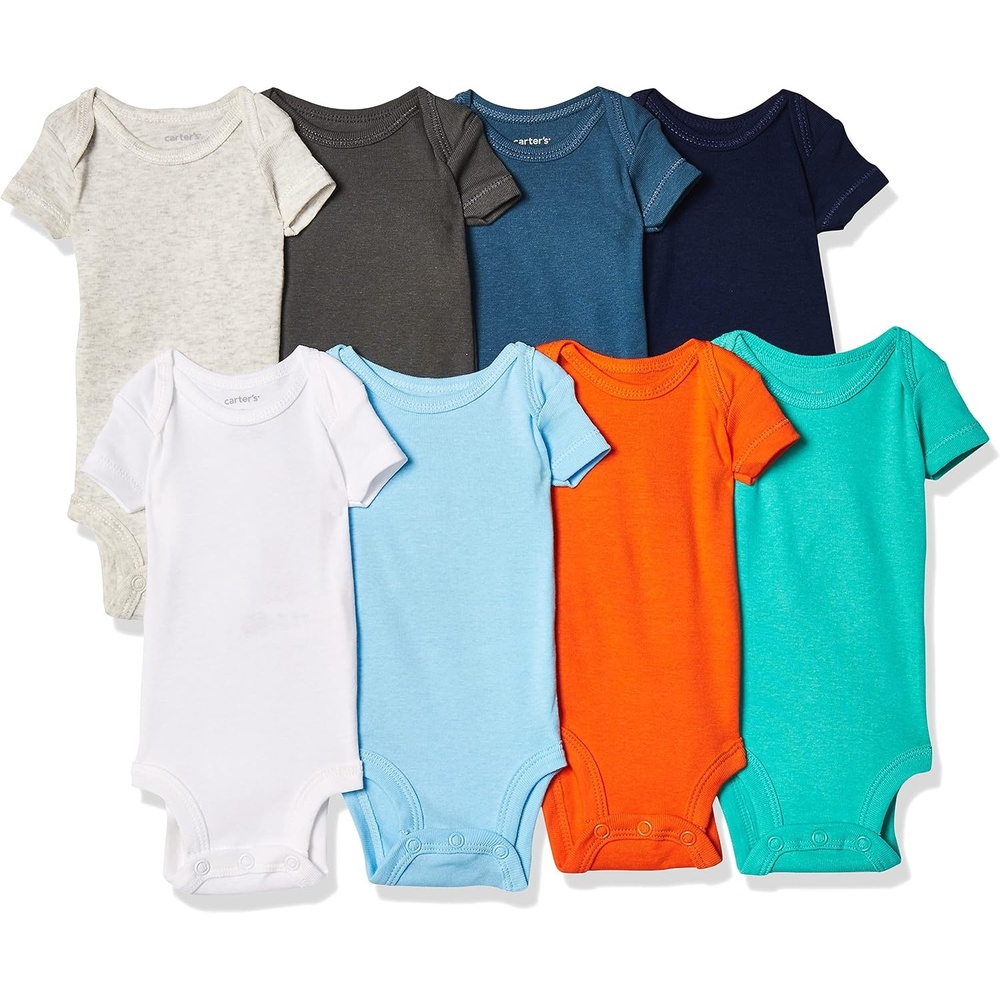 image:imageCarters Baby Boys 8pack Shortsleeve BodysuitsMultiTurquoise