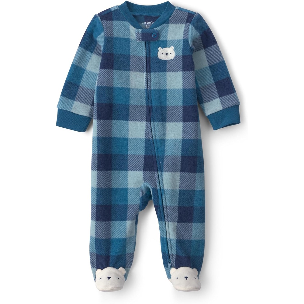image:imageCarters Baby Boys Fleece Sleep and PlayBlue Bear Plaid