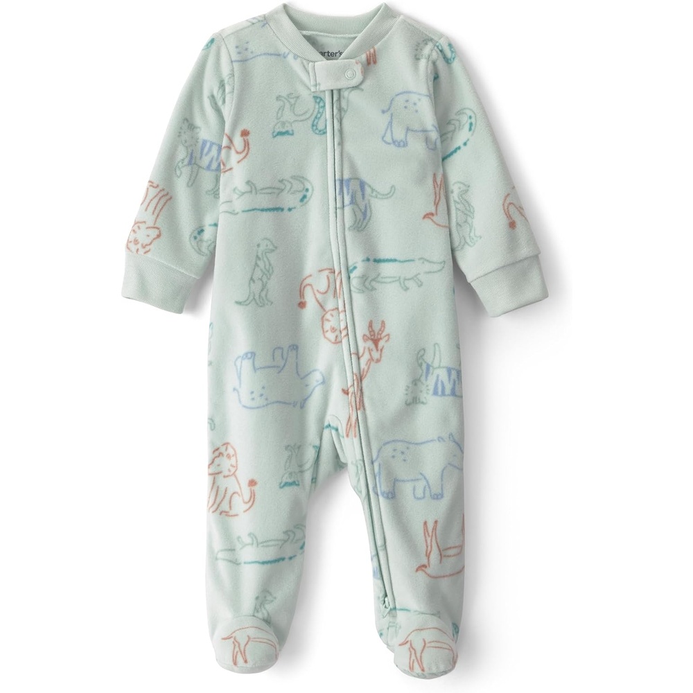 image:imageCarters Baby Boys Fleece Sleep and PlayGreen Safari Print