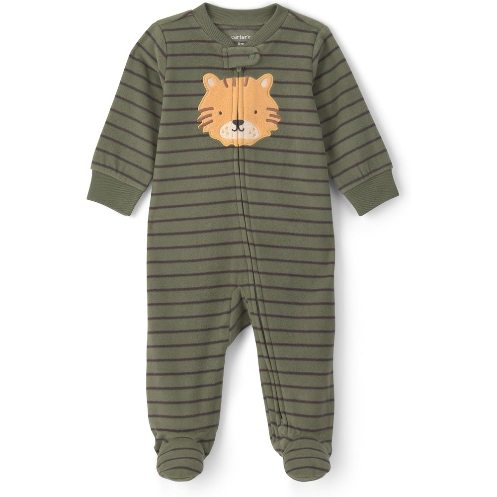 image:imageCarters Baby Boys Fleece Sleep and PlayGreen Stripe