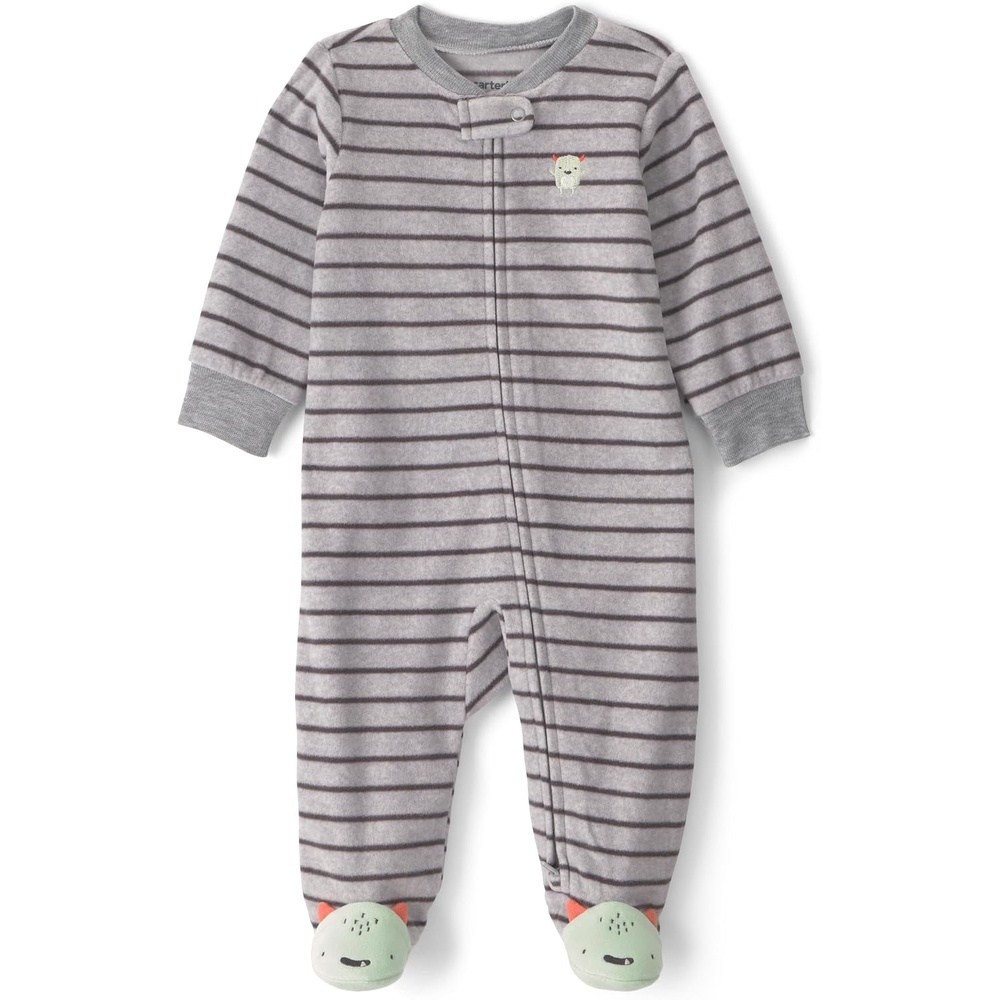 image:imageCarters Baby Boys Fleece Sleep and PlayGrey Monster Foot Art