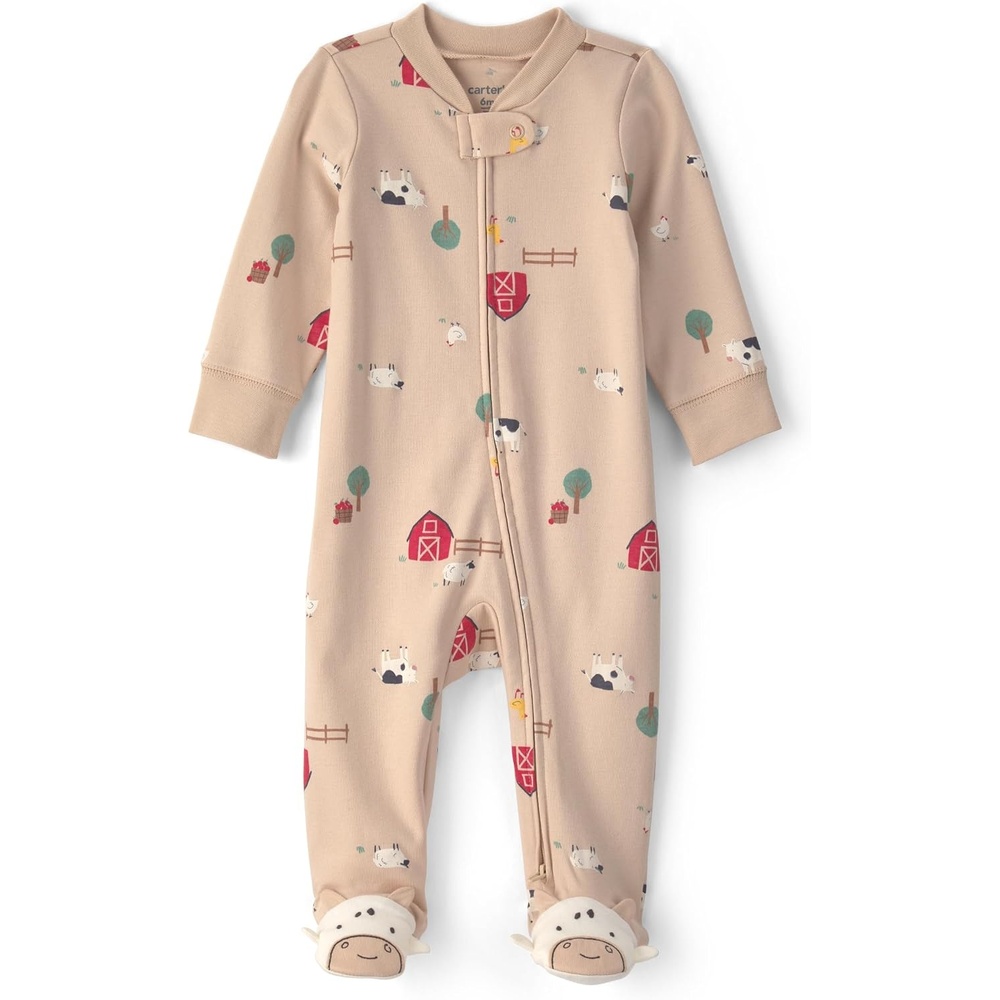 image:imageCarters Baby Boys Interlock Sleep and PlayBeige Khaki Cow Foot