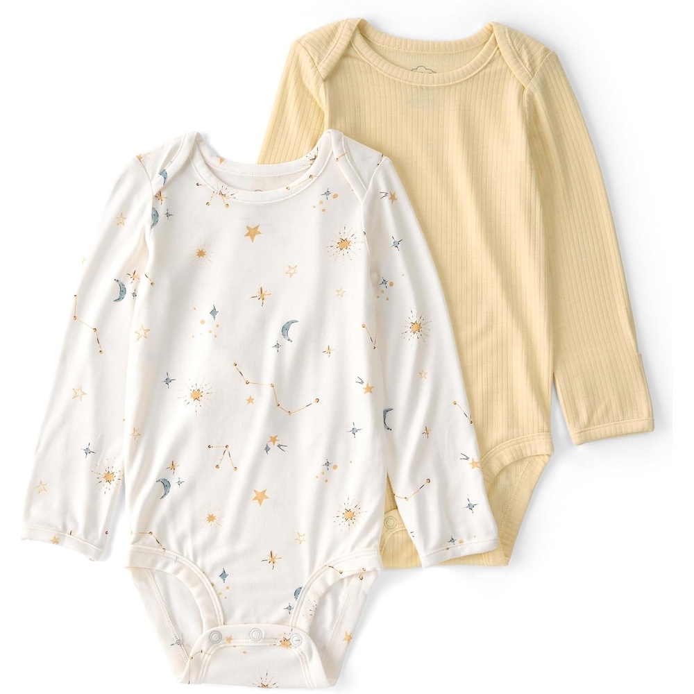 image:imageCarters Baby Boys Purelysoft 2pack Long Sleeve BodysuitConstellation Print