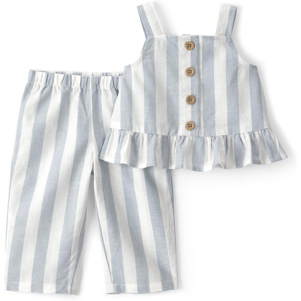image:imageCarters Baby Girls 2piece Pant SetBlueWhite