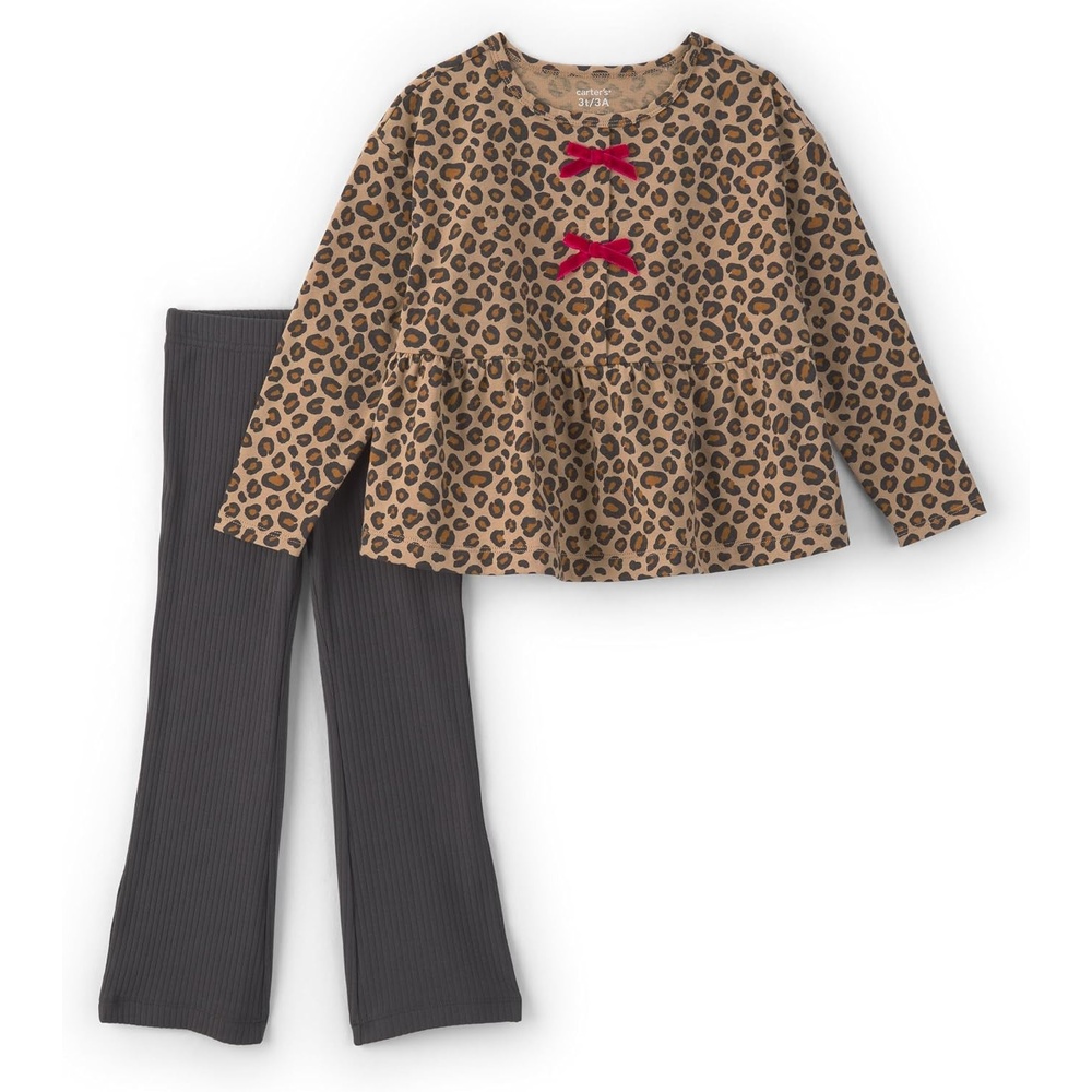 image:imageCarters Baby Girls 2piece Pant SetBrown Cheetah