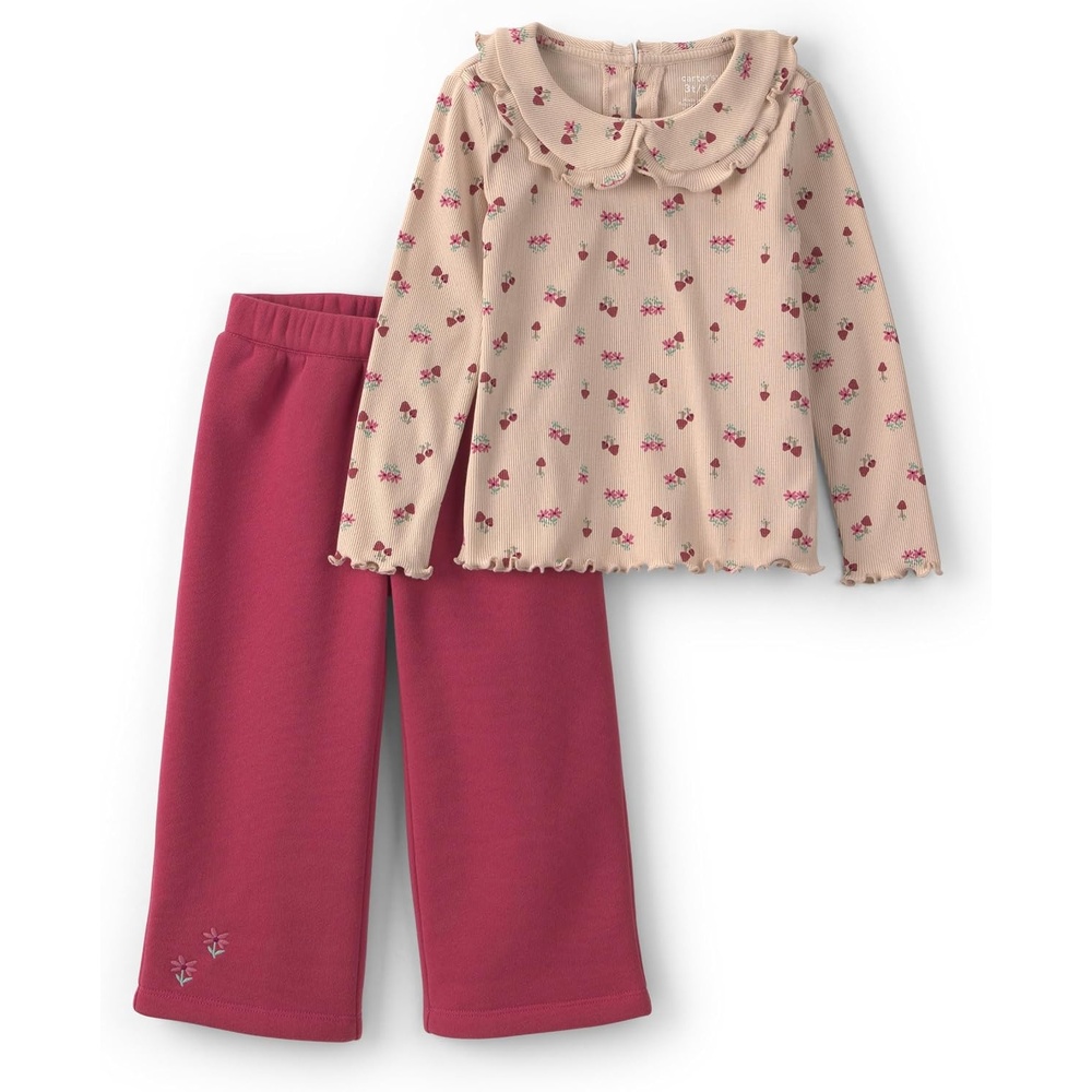 image:imageCarters Baby Girls 2piece Pant SetBrown Red Floral