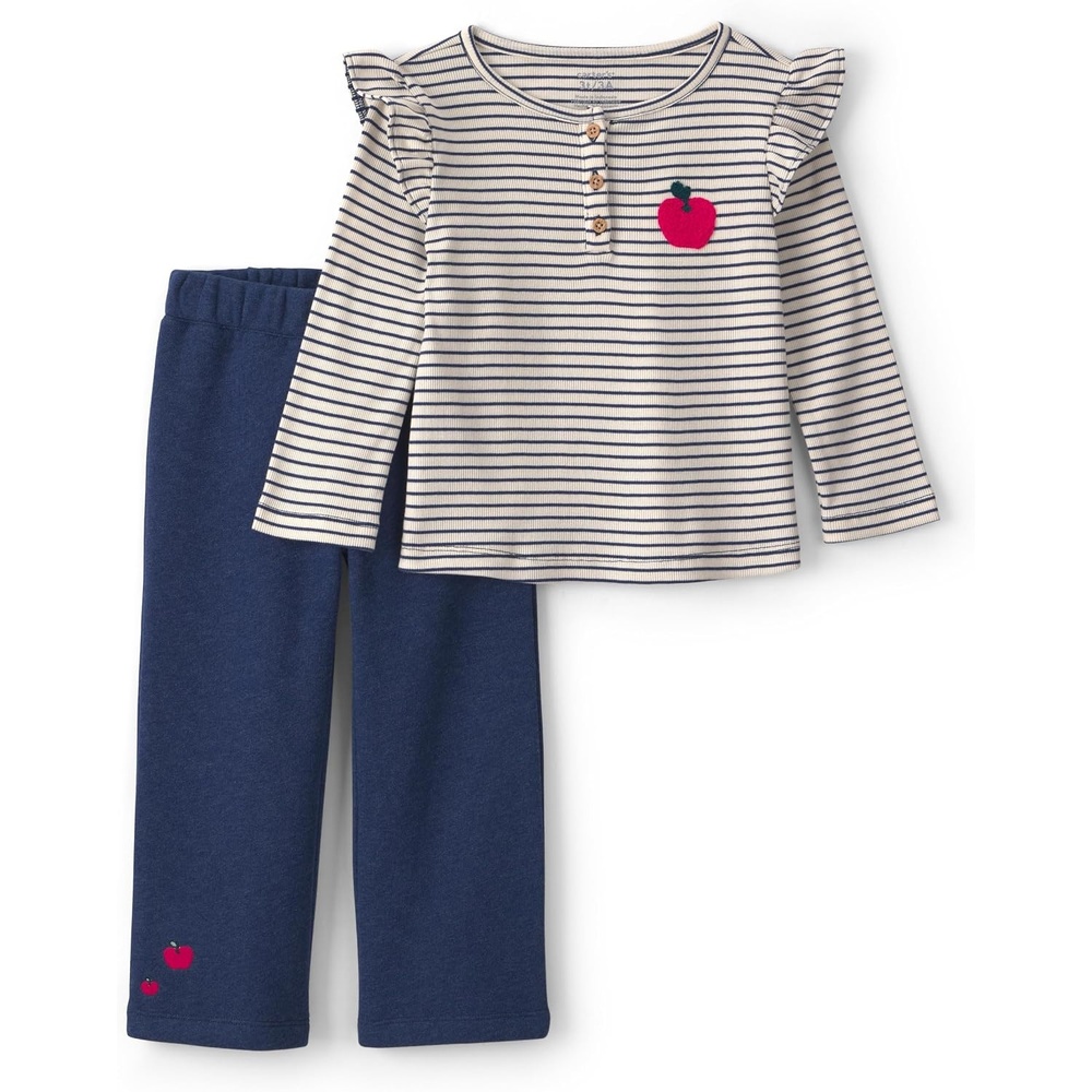 image:imageCarters Baby Girls 2piece Pant SetNavy Blue Apple