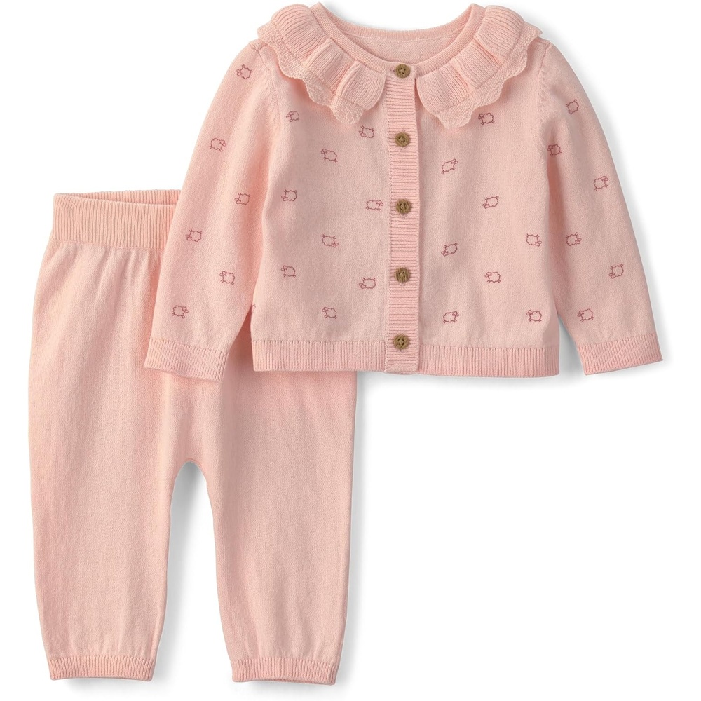 image:imageCarters Baby Girls 2piece Pant SetPink Sheep Print