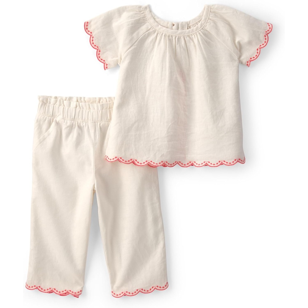 image:imageCarters Baby Girls 2piece Pant SetSolid Cream