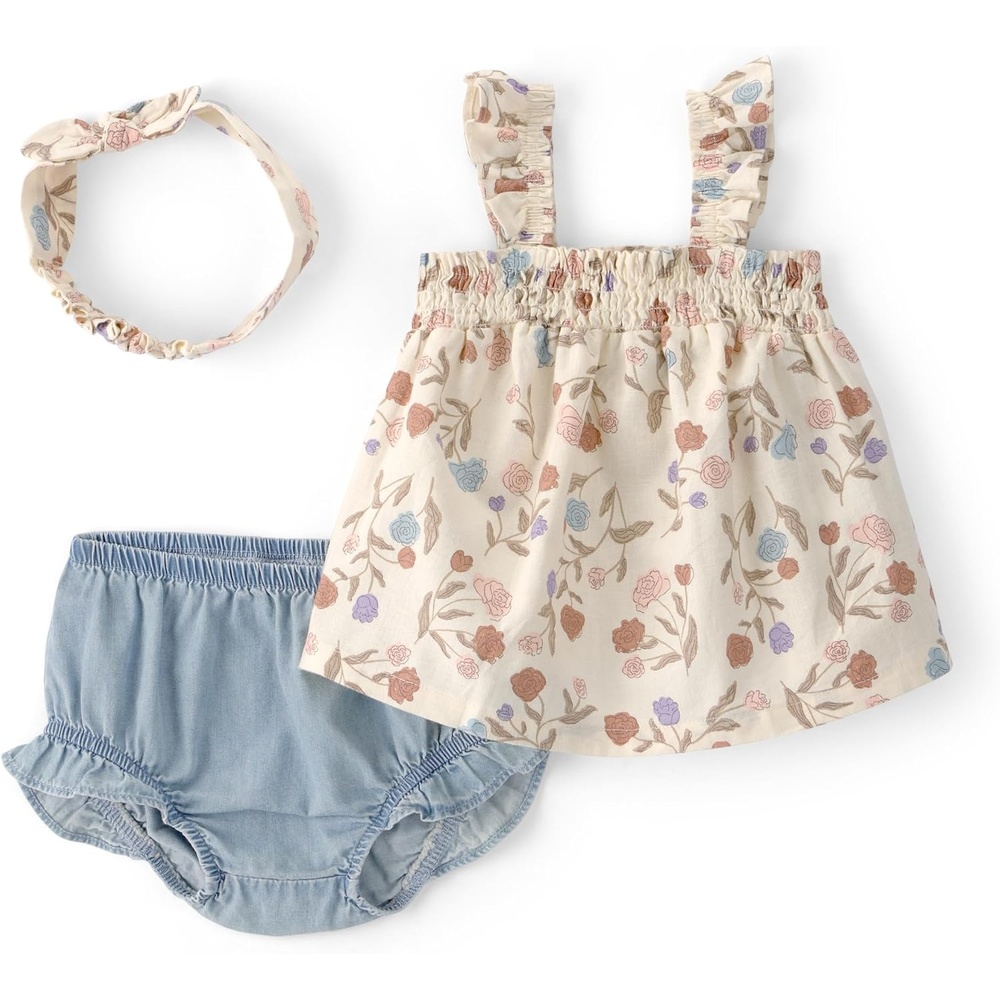 image:imageCarters Baby Girls 3piece Diaper Cover SetBlue Floral