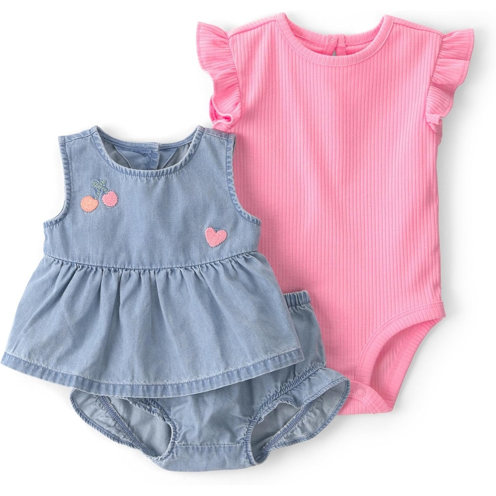 image:imageCarters Baby Girls 3piece Diaper Cover SetPinkBlue