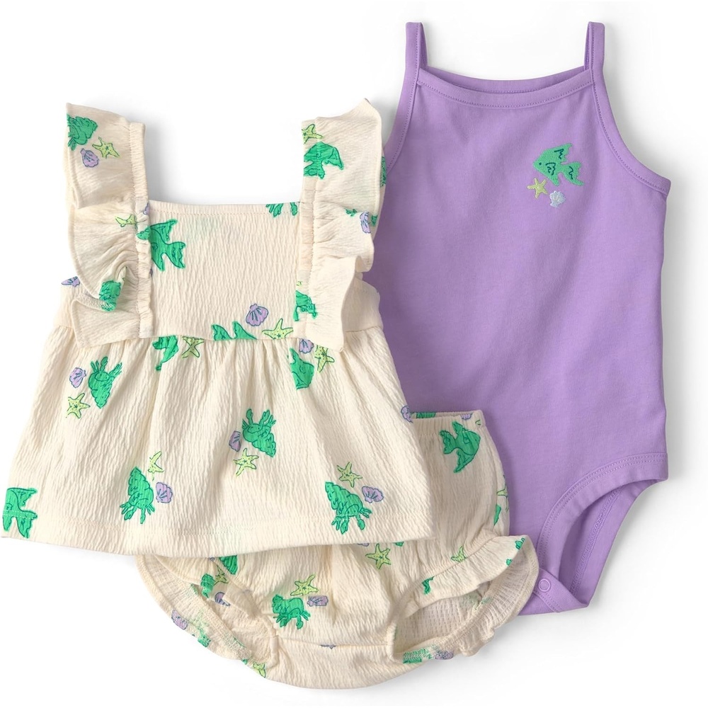 image:imageCarters Baby Girls 3piece Diaper Cover SetPurple Floral