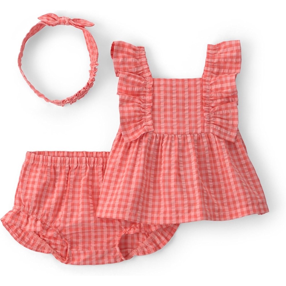 image:imageCarters Baby Girls 3piece Diaper Cover SetRed Check