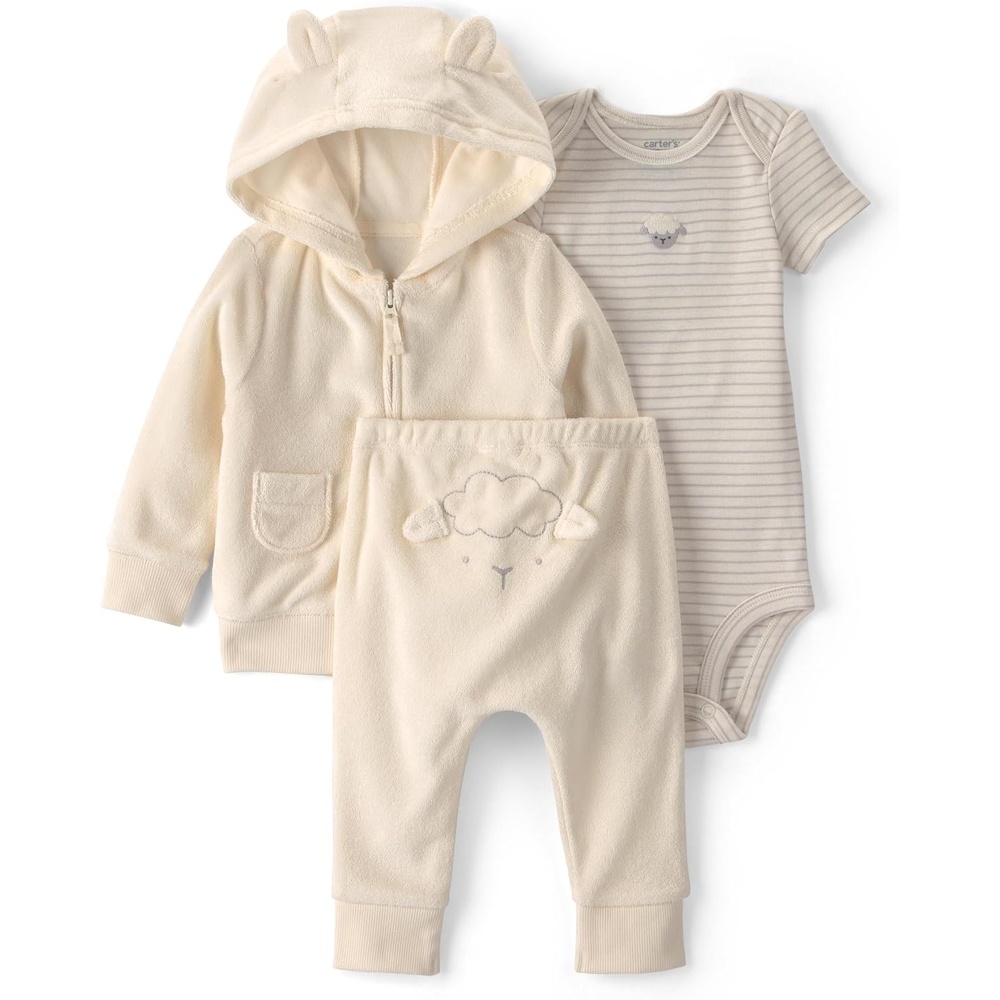 image:imageCarters Baby Girls 3piece Pant SetIvory