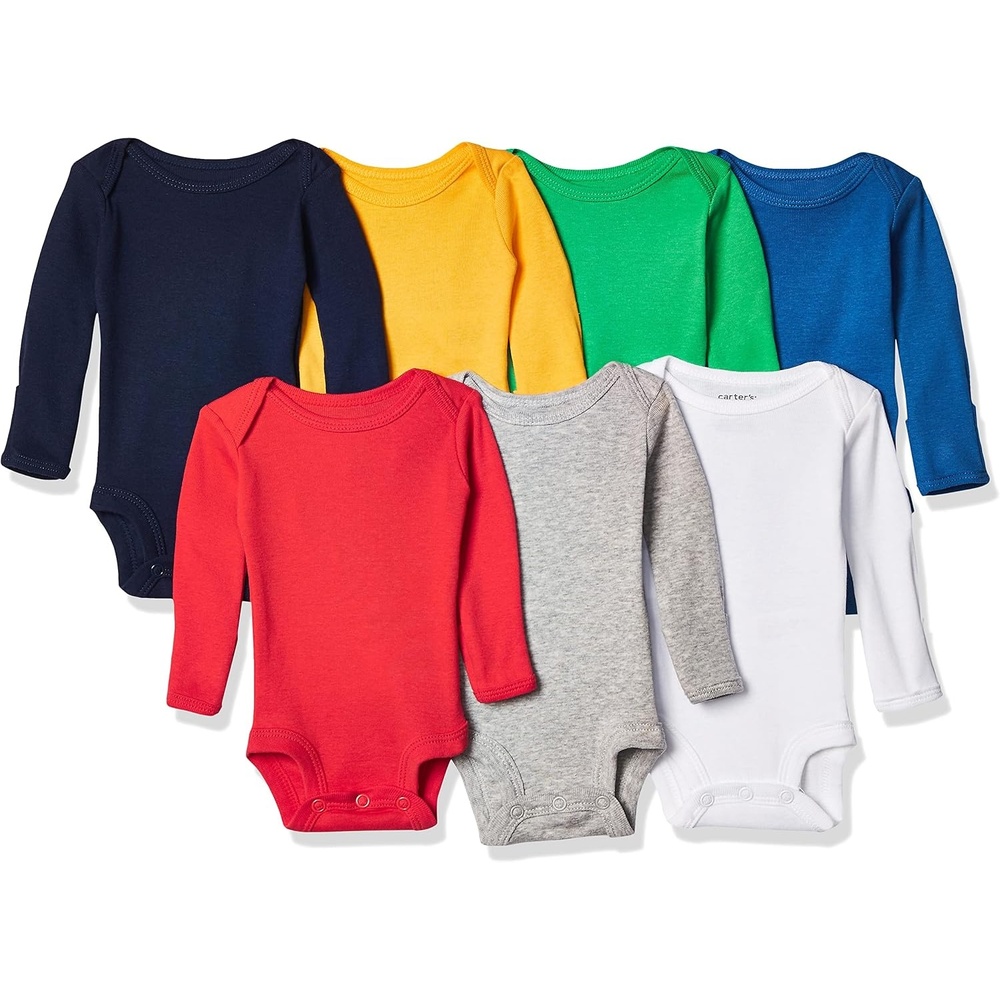 image:imageCarters Baby Girls 6 pack Long Sleeve BodysuitsMultiBlue