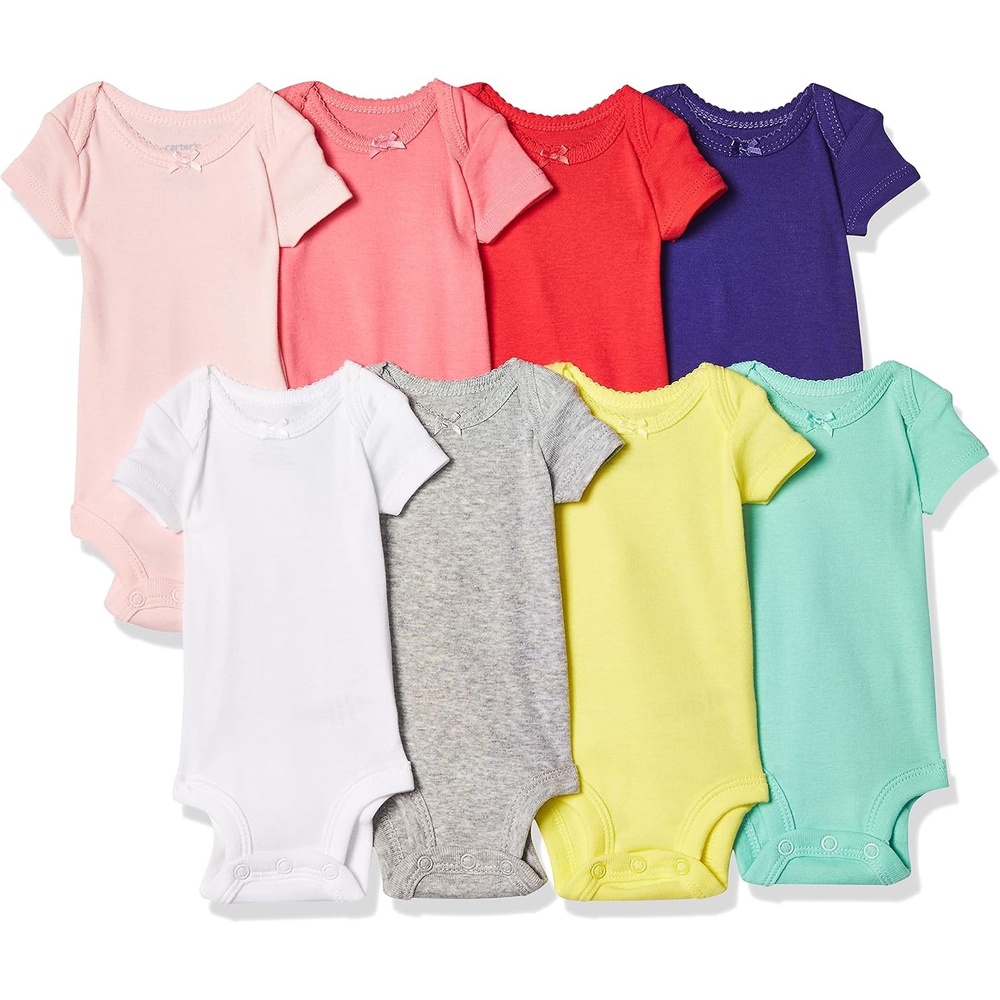 image:imageCarters Baby Girls 8pack Shortsleeve BodysuitsMultiPink