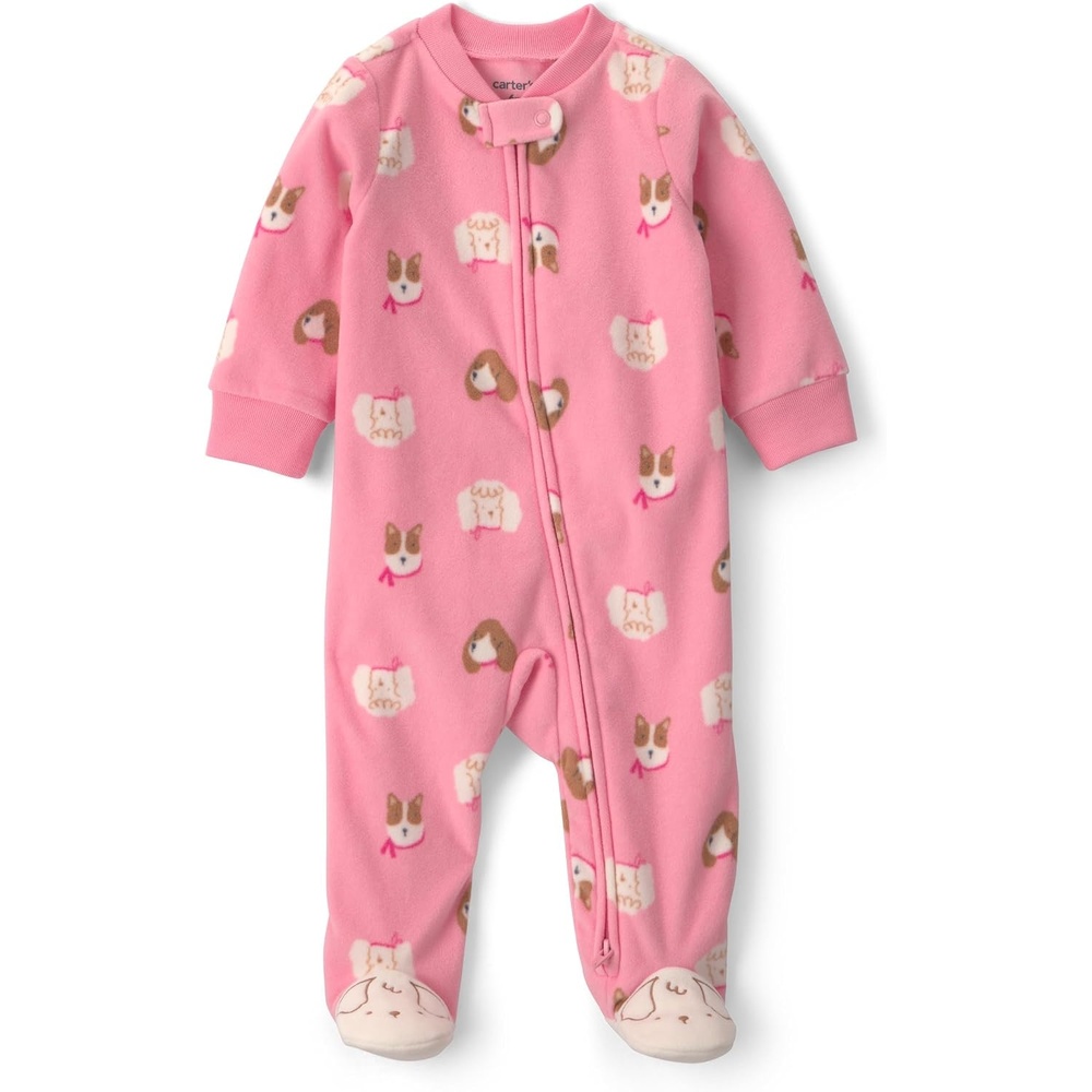 image:imageCarters Baby Girls Fleece Sleep and PlayPink Dog Foot Art