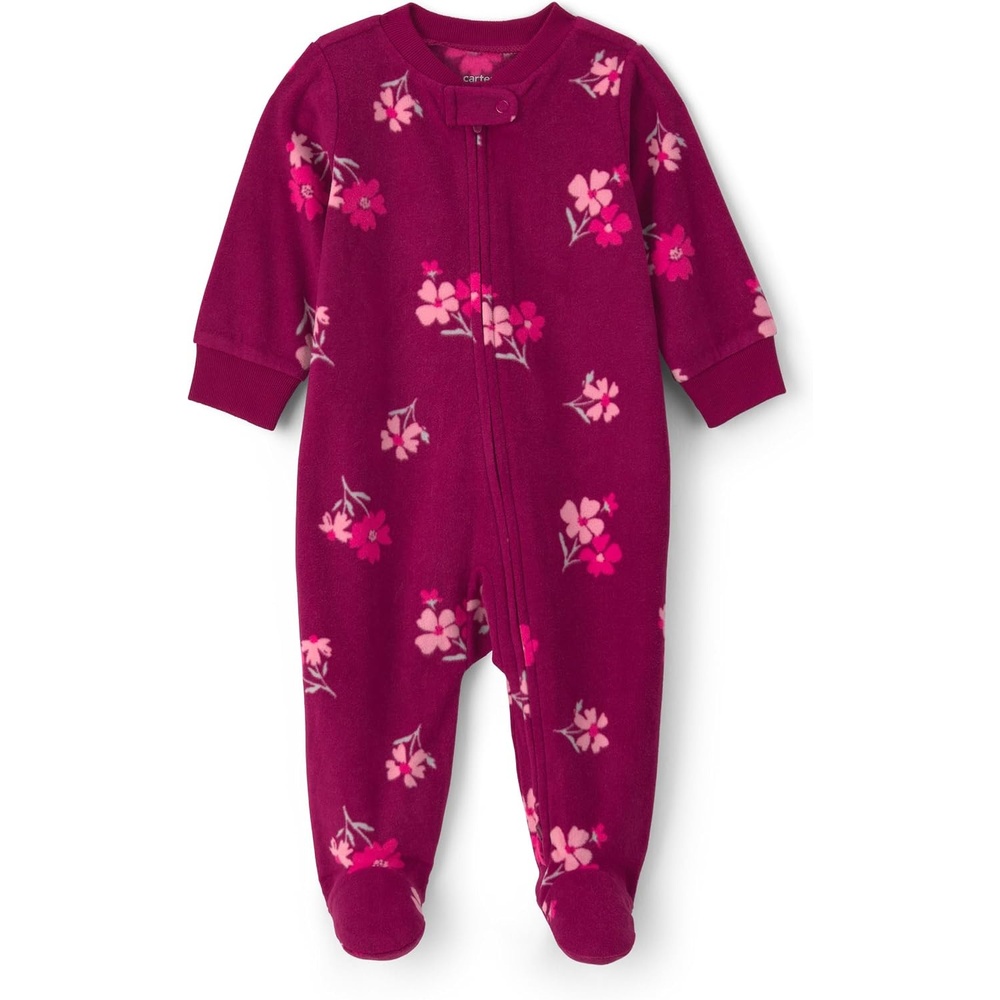 image:imageCarters Baby Girls Fleece Sleep and PlayPurple Burgundy Floral