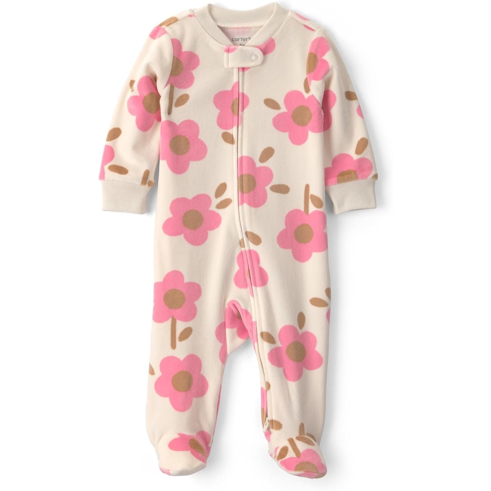 image:imageCarters Baby Girls Fleece Sleep and PlayWhite Pink Floral