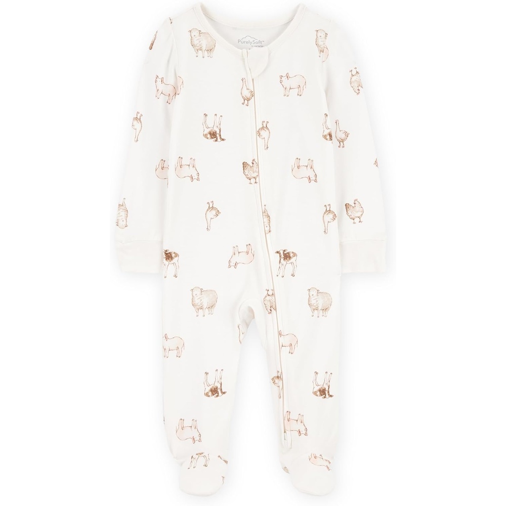 image:imageCarters Baby Purelysoft Sleep and Play PajamasFarm Animal