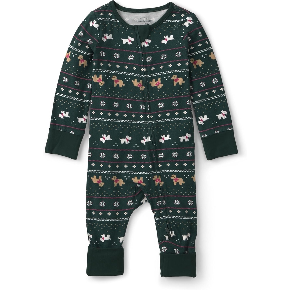 image:imageCarters Baby Purelysoft Sleep and Play PajamasGreen Fair Isle