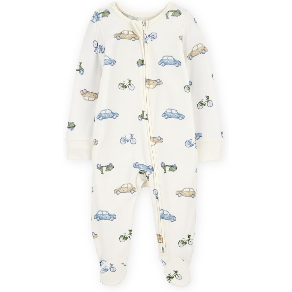 image:imageCarters Baby Purelysoft Sleep and Play PajamasIvory Car