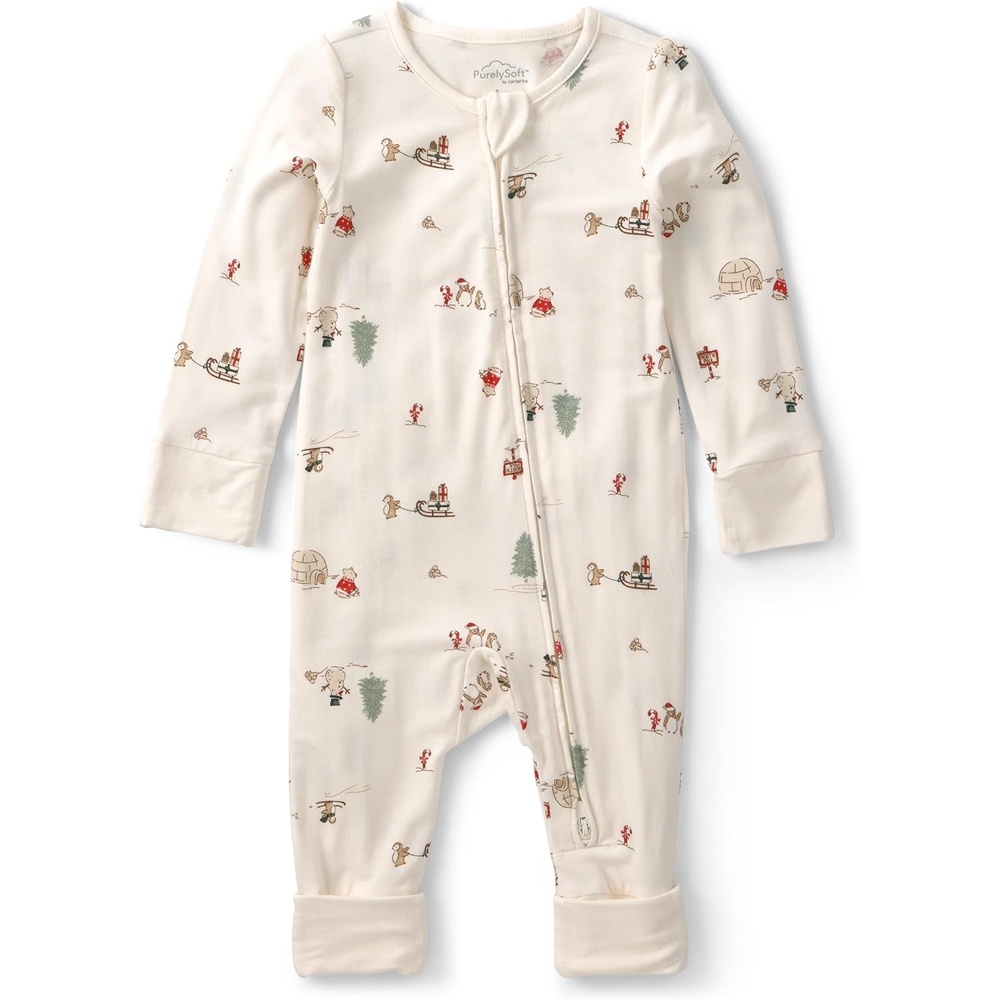 image:imageCarters Baby Purelysoft Sleep and Play PajamasIvory Cream North Pole