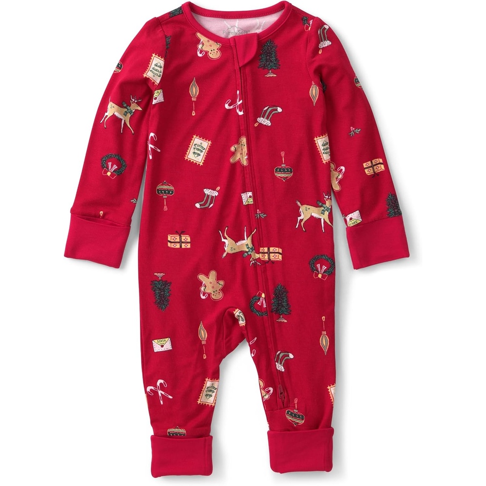 image:imageCarters Baby Purelysoft Sleep and Play PajamasRed Christmas Print