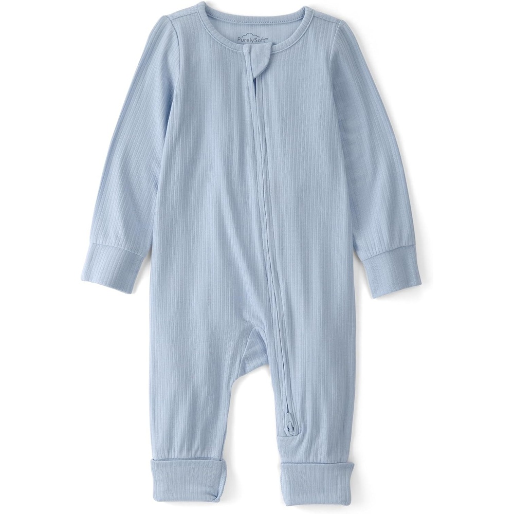image:imageCarters Baby Purelysoft Sleep and Play PajamasSolid Light Blue
