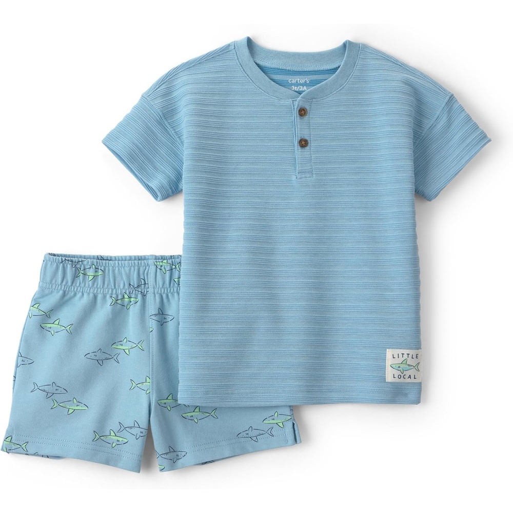 image:imageCarters Boys 2piece Short SetBlue Sripes