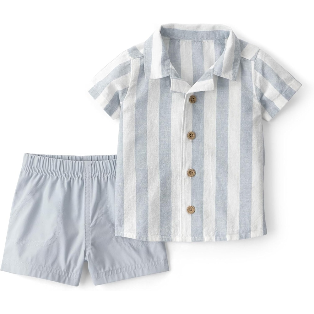 image:imageCarters Boys 2piece Short SetBlue Stripes