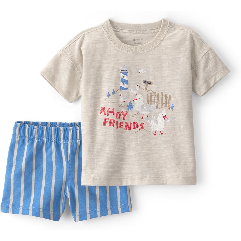 image:imageCarters Boys 2piece Short SetBrownBlue Beach