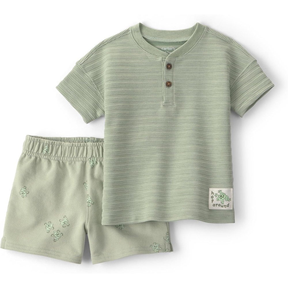 image:imageCarters Boys 2piece Short SetGreen Stripes