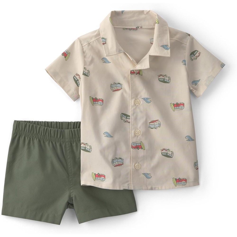 image:imageCarters Boys 2piece Short SetGreenCream