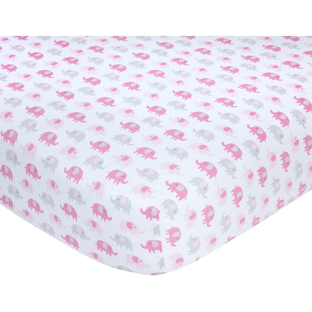 image:imageCarters Navy wWhite Stars Crib SheetPink Elephant