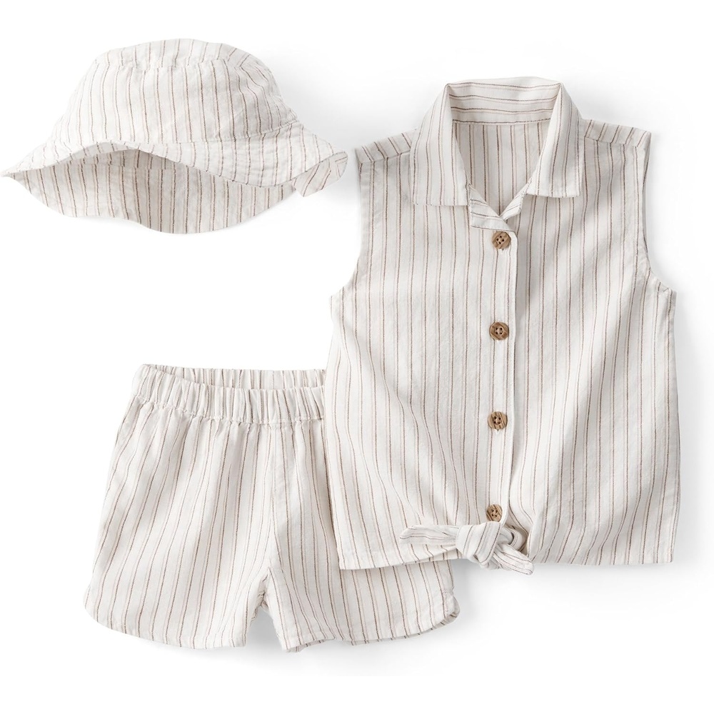 image:imageCarters babygirls 3Piece Short SetTanIvory